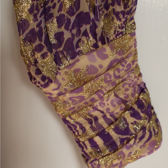 CIEBON Beverly Metallic Tie Waist Long Sleeve Maxi Shirtdress size large - Picture 3 of 6